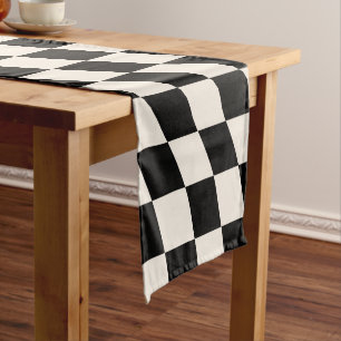 Chemin De Table Court Vérifier le tableau de bord du Motif noir et blanc