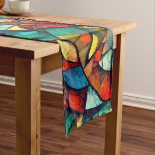 Chemin De Table Court Verre coloré en verre coloré Abstraction