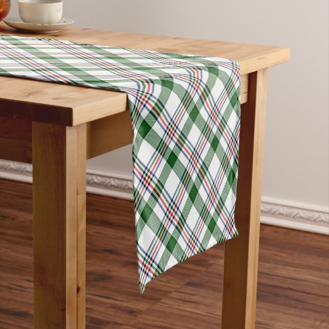 Chemin De Table Court Vert blanc rouge Cool Lumberjack Plaid Motif (In Situ)