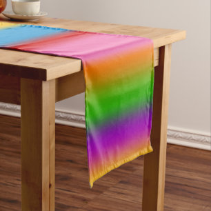 Chemin De Table Court Vibrantes rayures dégradées arc-en-ciel multicolor