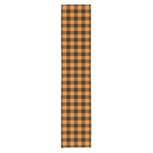 Chemin De Table Court Vichy Buffalo noir et orange