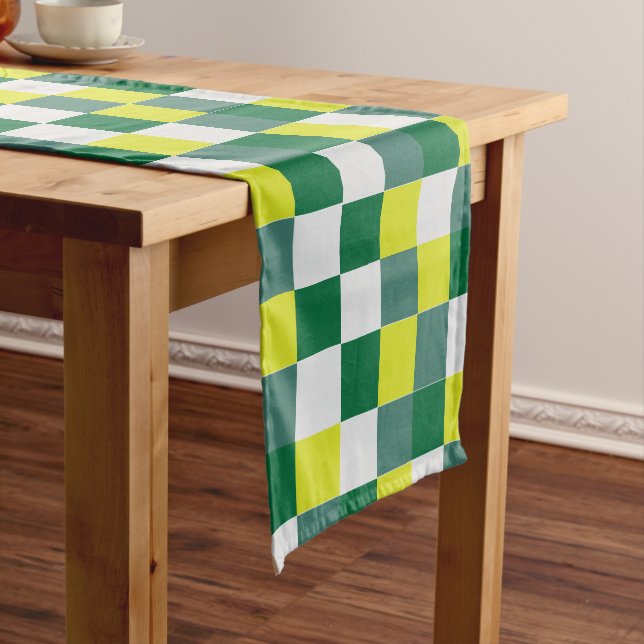 Chemin De Table Court Vichy Tartan Vert  (In Situ)