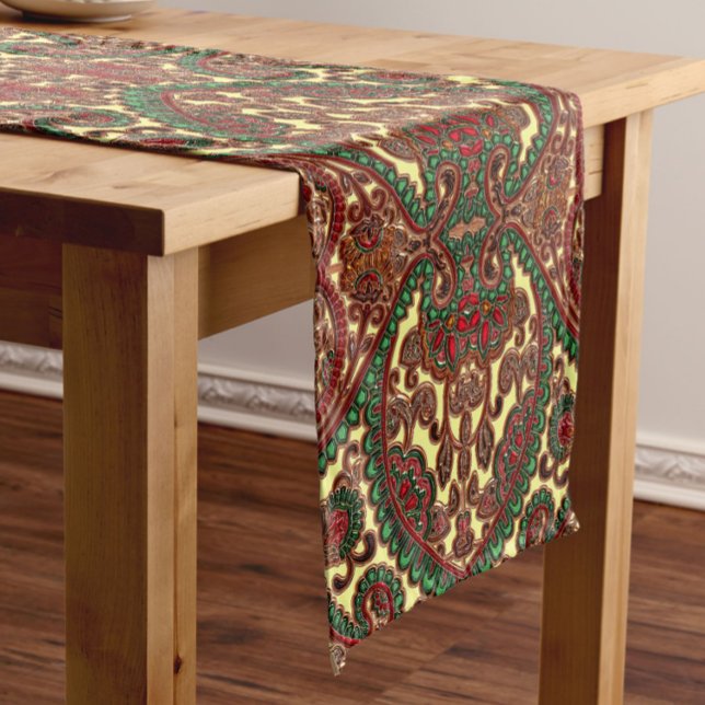 Chemin De Table Court Victorian paisley pattern elegant red green gold (Créateur téléchargé)
