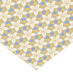 Chemin De Table Court Vintage Floral bleu et jaune motif Jonquil
