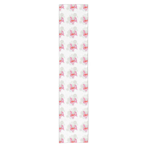 Chemin De Table Court Vintage Folk Rose Red Hen Farm Poulet Rustique