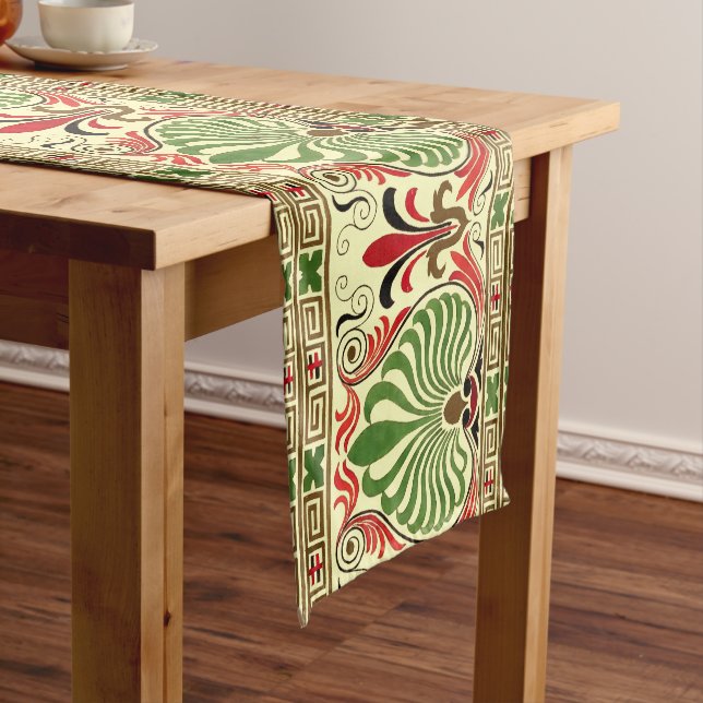 Chemin De Table Court Vintage grec Motif (In Situ)