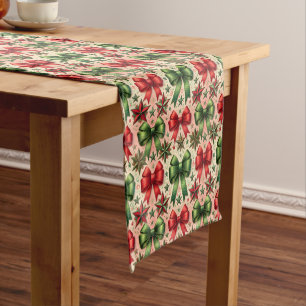 Chemin De Table Court Vintage Noël Étoiles et vaches Motif