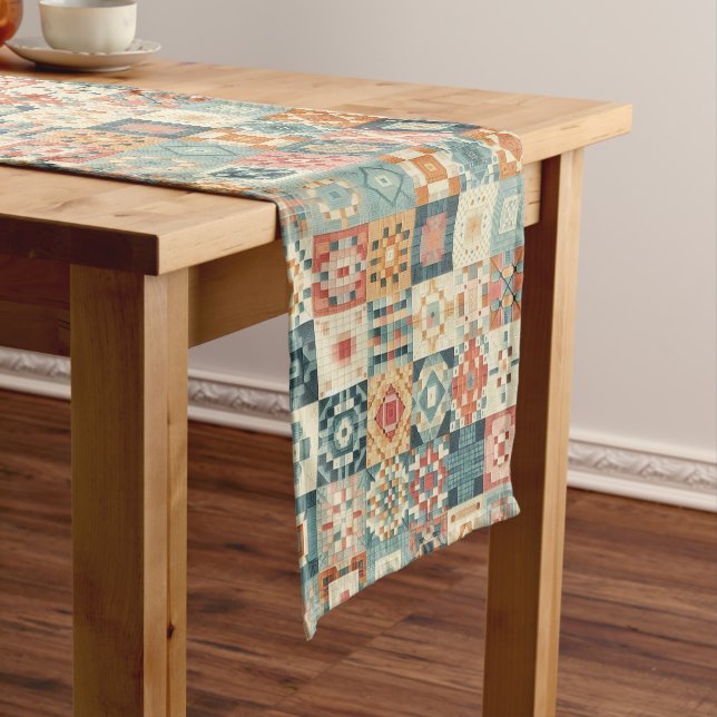 Chemin De Table Court Vintage, patchwork, paré (In Situ)