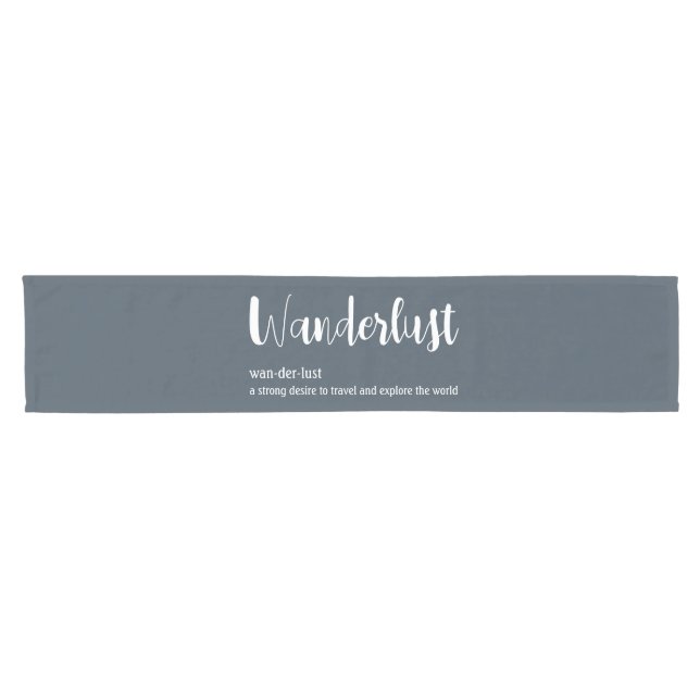 Chemin De Table Court Wanderlust définition blanc gris bleu couleur (Horizontal)