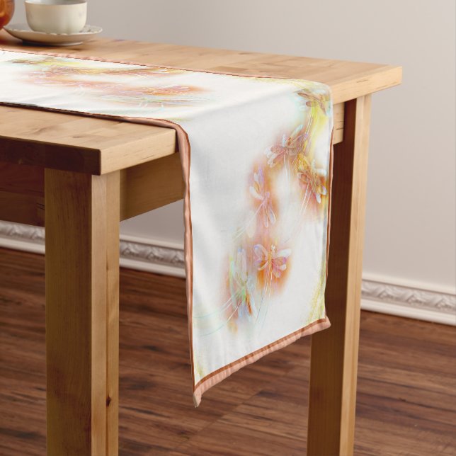 Chemin De Table Court Watercolor dragonflies medium table runner (In Situ)