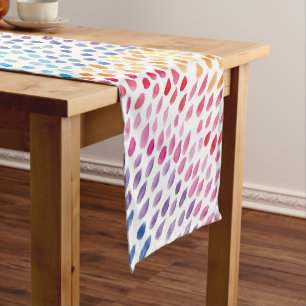 Chemin De Table Court Watercolor Rainbow