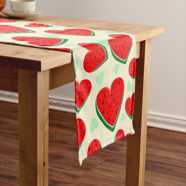 Chemin De Table Court Watermelon Heart Valentine's Day Free Palestine (In Situ)