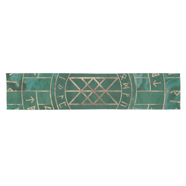 Chemin De Table Court Web de Wyrd - malachite, cuir et or (Horizontal)