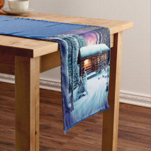Chemin De Table Court Whimsical Petit Cabine Rustique En Bois