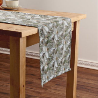 Chemin De Table Court White Magnolia Flower Blossoms