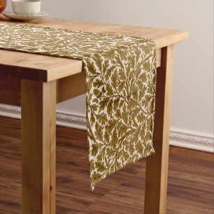 Chemin De Table Court William Morris Chêne Feuilles, Café Brown et Beige