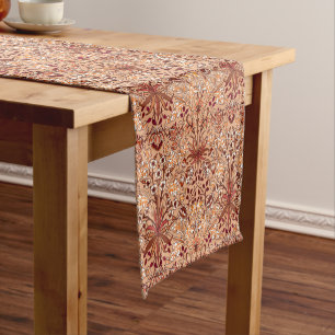 Chemin De Table Court William Morris Hyacinth Print, Brown et Beige