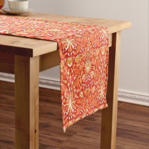 Chemin De Table Court William Morris Hyacinth Print, Mandarin Orange