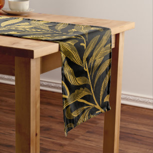 Chemin De Table Court William Morris Sauvage Noir Et Or Bouton Court