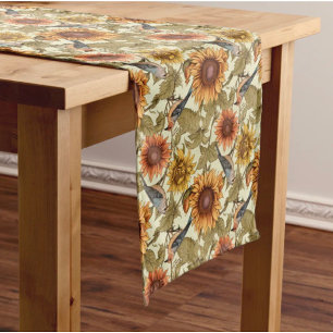 Chemin De Table Court William Morris Tournesols d'automne Oiseaux Automn
