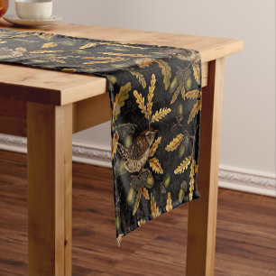 Chemin De Table Court Wrens et cors sur noir