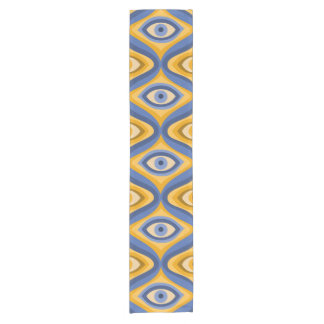 Chemin De Table Court Yellow Blue Eye Art Déco Motif géométrique