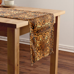 Chemin De Table Court Yellow Orange Taupe Brown Hip Bohemian Bali Art