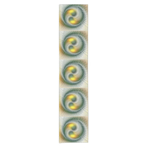 Chemin De Table Court Yin Yang Vert Jaune Abstrait coloré Fractal