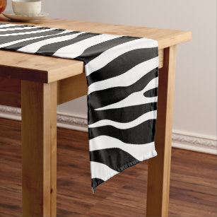 Chemin De Table Court Zebra Print, Zebra Stripes, Noir Et Blanc