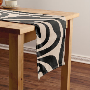 Chemin De Table Court Zebra Stripes crème Beige Black Wild Poster de ani