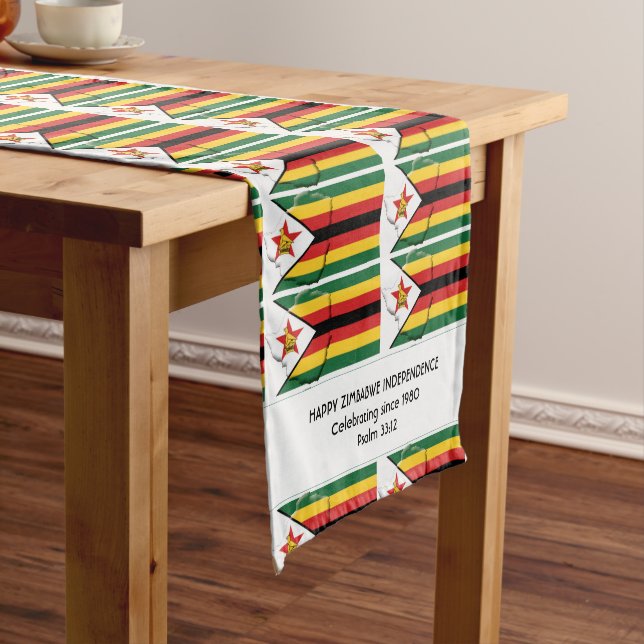 Chemin De Table Court ZIMBABWE Drapeau Carte PERSONNALISABLE (In Situ)