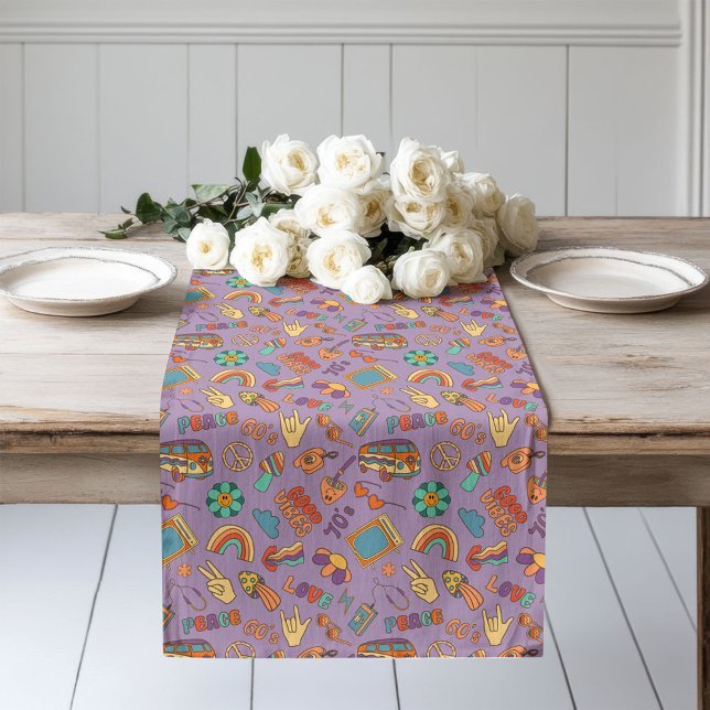 Chemin De Table Long 70s Style Runner Groovy Pastel Table Accent (70s Style Runner Groovy Pastel Table Accent)