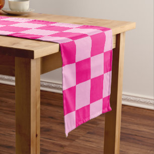 Chemin De Table Long à damiers carré léger rose chaud rétro géométrique