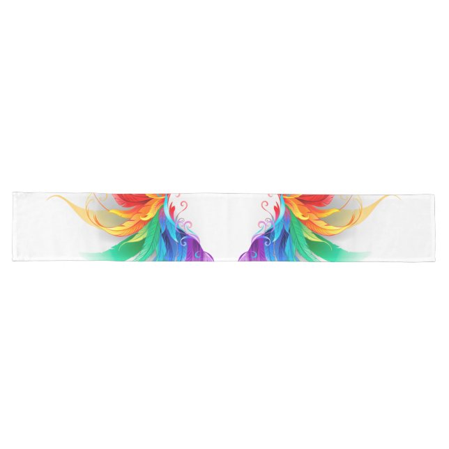 Chemin De Table Long Ailes fluffy arc-en-ciel (Horizontal)