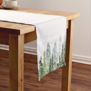 Chemin De Table Long Aquarelle Pine Arbres