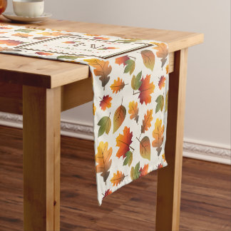 Chemin De Table Long Automne/Automne Feuilles Famille Monogramme Action