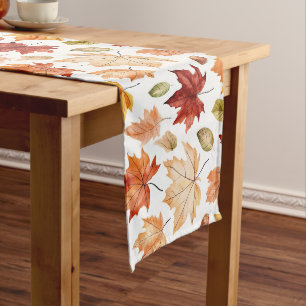 Chemin De Table Long Automne Feuilles Terracotta Brown Boho Motif