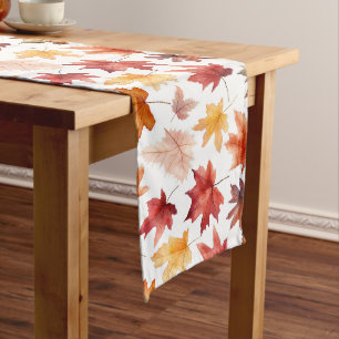 Chemin De Table Long Automne Feuilles Terracotta Brown Boho Motif