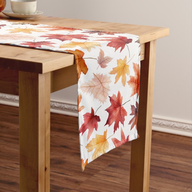 Chemin De Table Long Automne Feuilles Terracotta Brown Boho Motif (In Situ)