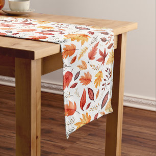Chemin De Table Long Automne Feuilles Terracotta Brown Boho Motif