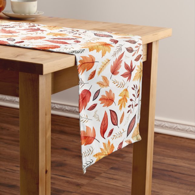Chemin De Table Long Automne Feuilles Terracotta Brown Boho Motif (In Situ)