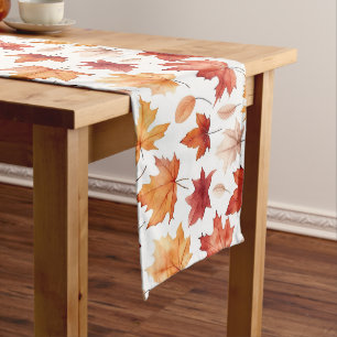 Chemin De Table Long Automne Feuilles Terracotta Brown Boho Motif
