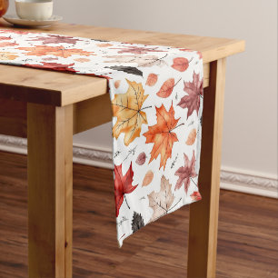 Chemin De Table Long Automne Feuilles Terracotta Brown Boho Motif