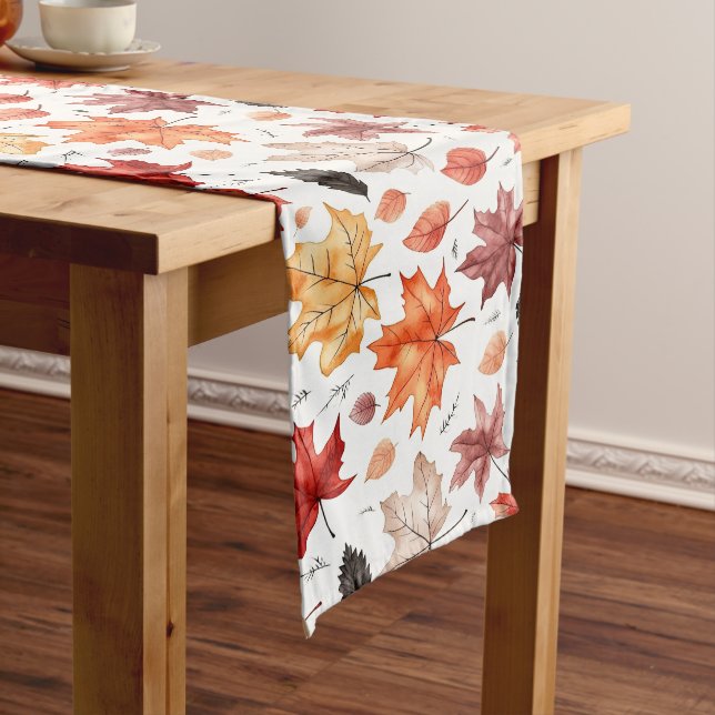 Chemin De Table Long Automne Feuilles Terracotta Brown Boho Motif (In Situ)