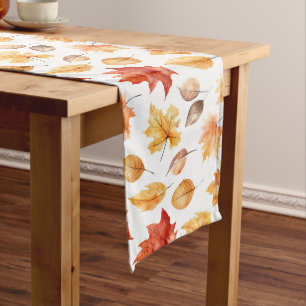 Chemin De Table Long Automne Feuilles Terracotta Brown Boho Motif