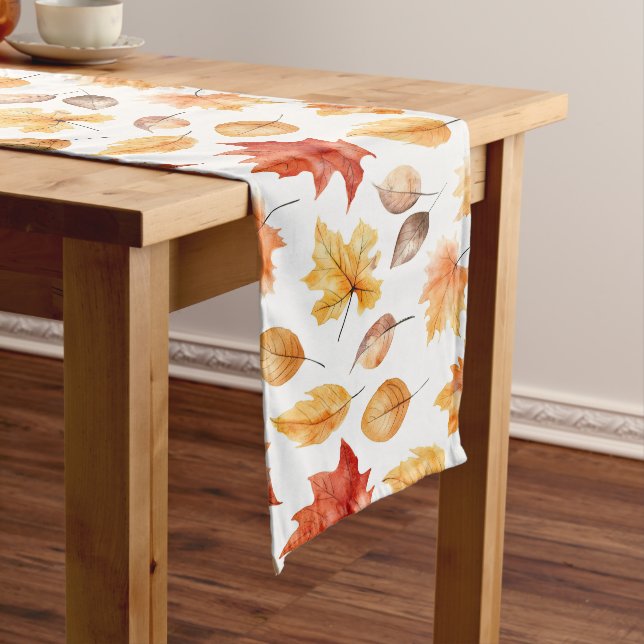 Chemin De Table Long Automne Feuilles Terracotta Brown Boho Motif (In Situ)