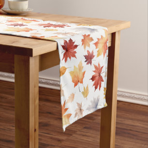 Chemin De Table Long Automne Feuilles Terracotta Brown Boho Motif