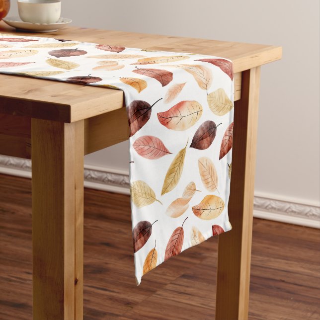 Chemin De Table Long Automne Feuilles Terracotta Brown Boho Motif (In Situ)
