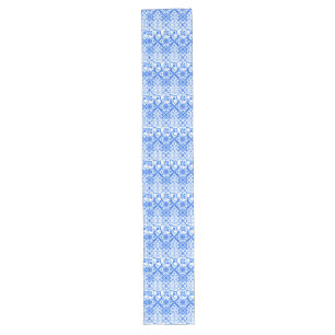 Chemin De Table Long Azulejo bleu et blanc Motif Azul espagnol