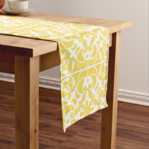 Chemin De Table Long Azulejos jaune portugais espagnol méditerranéen